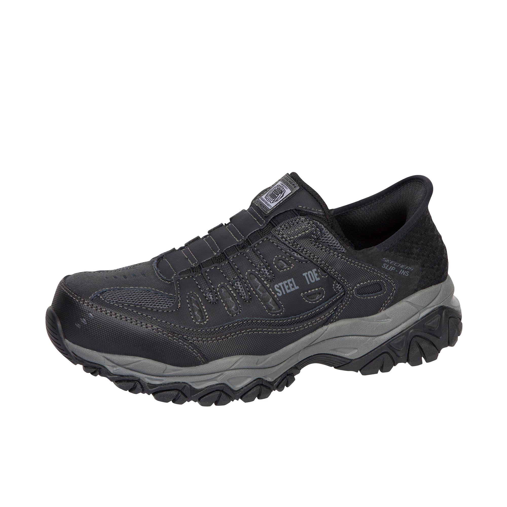 Skechers Slip Ins - Cankton - Faison Steel Toe Black – Shoeteria