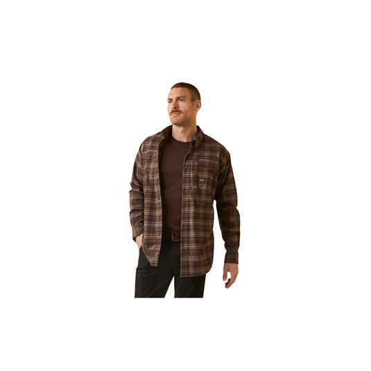 Ariat Rebar Flannel Durastrech Work Shirt Long Sleeve Front View